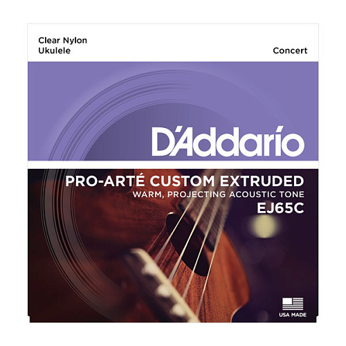 D'Addario EJ65C Комплект струн для концертного укулеле, прозрачный нейлон