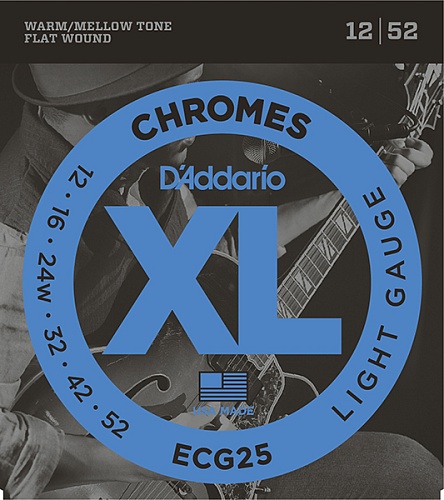 D'Addario ECG25 Chromes Flat Wound    , Light, 12-52