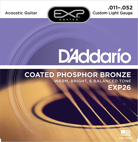 D'Addario EXP26 COATED PHOSPHOR BRONZE    , 11-52