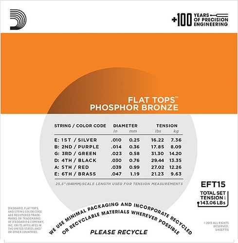 D'Addario EFT15 FLAT TOPS    , 10-47