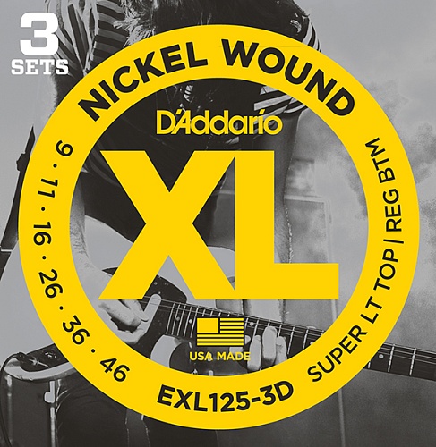 D'Addario EXL125-3D Nickel Wound   , SuperLightTop/Regular Bottom 9-46, 3