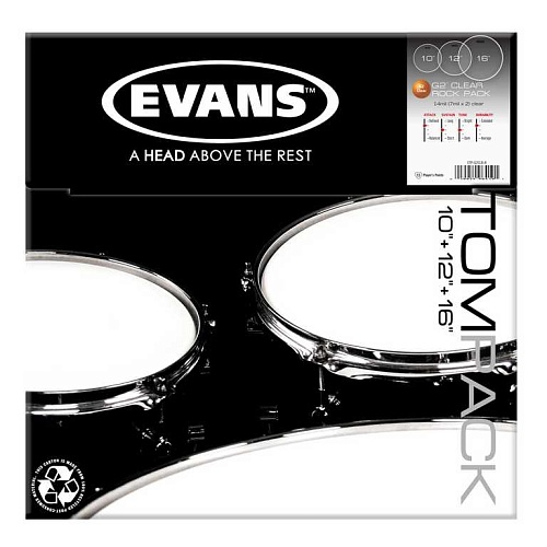 Evans ETP-G2CLR-R G2 Clear Rock     , 10"/12"/16"