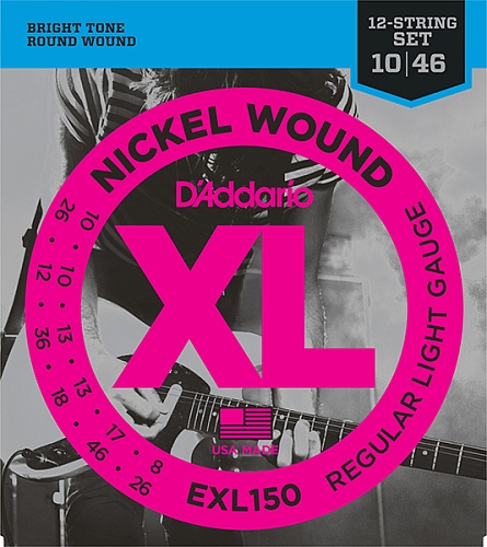 D'Addario EXL150 Nickel Wound    12- , Regular Light, 10-46