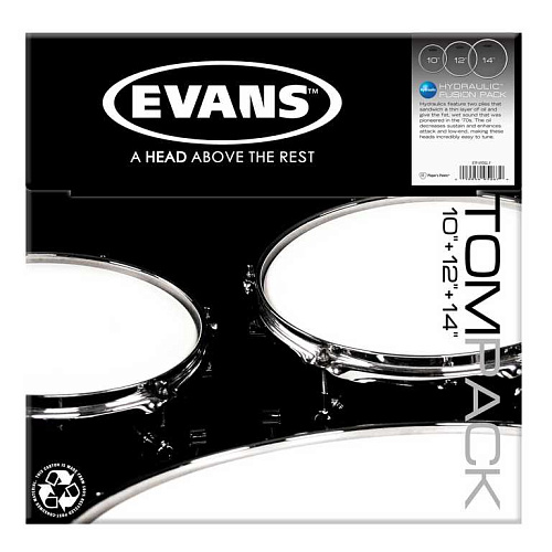 Evans ETP-HYDGL-F Hyaulic Glass Fusion Набор пластика для том барабана, 10"/12"/14"