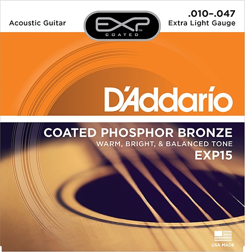 D'Addario EXP15 COATED PHOSPHOR BRONZE    , 10-47