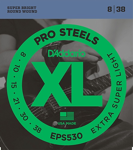 D'Addario EPS530 XL PRO STEEL   - Extra-Super Light 8-38 D`Addario
