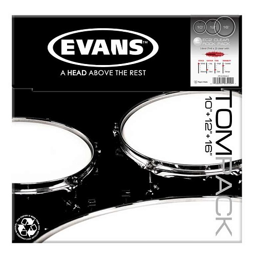 Evans ETP-EC2SCLR-R EC2 Clear Rock      10"/12"/16"