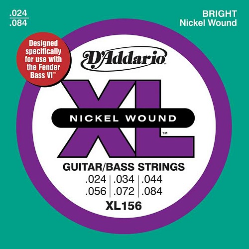 D'Addario XL156 Nickel Wound    ./6-.-, Fender Bass VI, 24-84