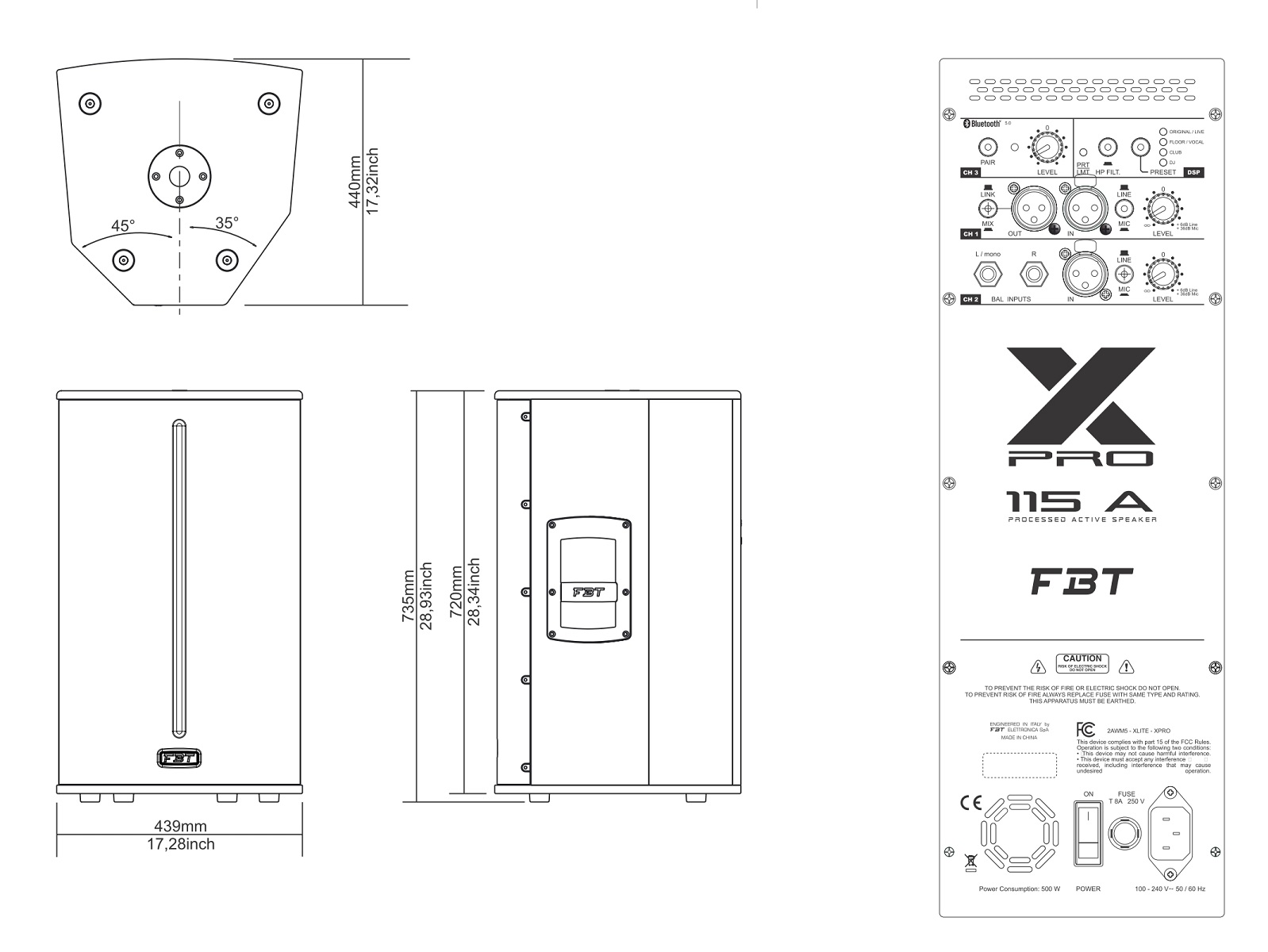 FBT X-PRO 115A Двухполосная би-амп активная акустическая система, НЧ ...