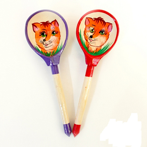 Хохлома LHL6703 Деревянная ложка полубаская, роспись "Лисичка"