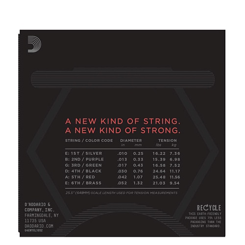 D'Addario NYXL1052 NYXL Комплект струн для электрогитары, 10-52