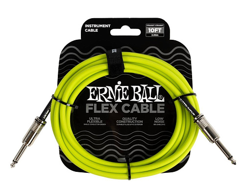 Ernie Ball 6414 Кабель инструментальный Flex, прямой - прямой джеки, 3 м, зеленый