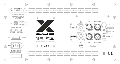 FBT X-SUB 115SA Активный сабвуфер, бас-рефлекс, 15", 1200 Вт
