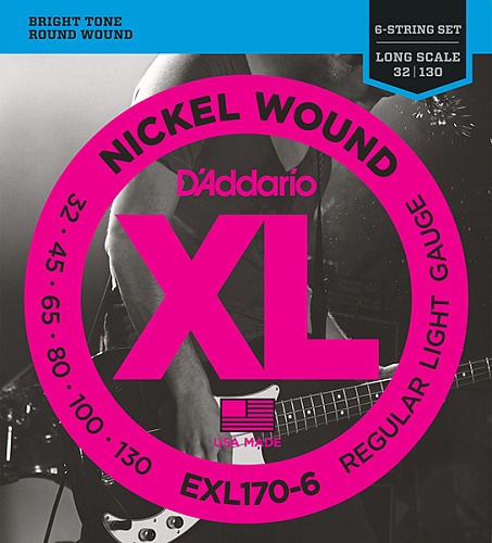 D'Addario EXL170-6 Nickel Wound    6- -, 32-130