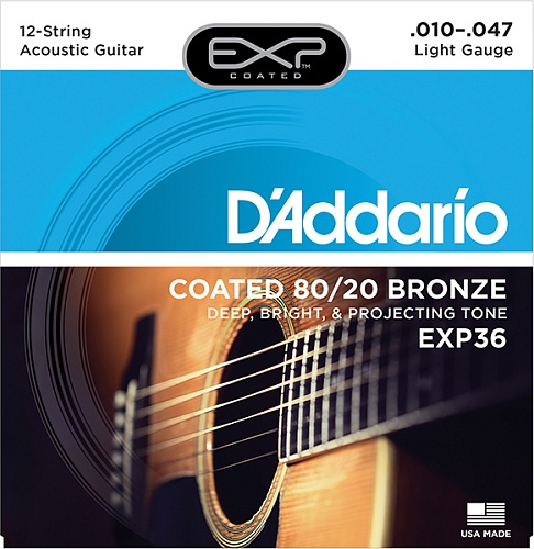 D'Addario EXP36 COATED 80/20   12-   12-String Extra Light10-47 D`Addario