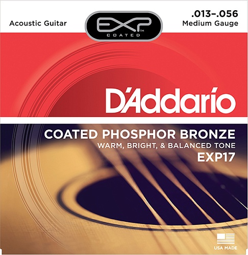 D'Addario EXP17 Coated Phosphor Bronze     , Medium, 13-56