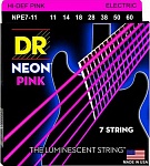 Фото:DR NPE7-11 Neon Pink Комплект струн для 7-струнной электрогитары, никелированные, с покрытием, 11-60