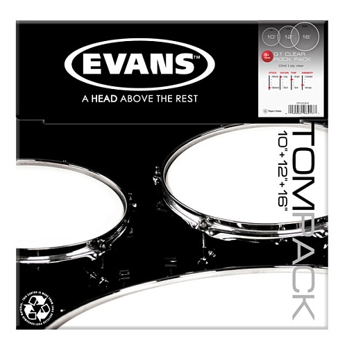 Evans ETP-G1CLR-R G1 Clear Rock      (10", 12", 16")