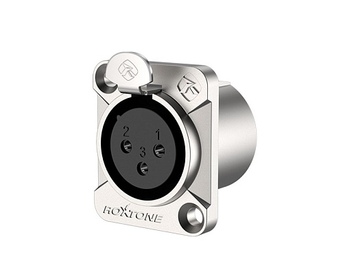 Roxtone RX3FD-NT Разъем cannon (XLR) панельный мама, 3-х контактный, цвет: серебро