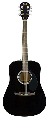 FENDER FA-125 DREADNOUGHT, BLACK WN Акустическая гитара с чехлом, цвет черный