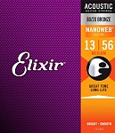 Фото:Elixir 11102 Nanoweb Комплект струн для акустической гитары, Medium, бронза 80/20, 13-56