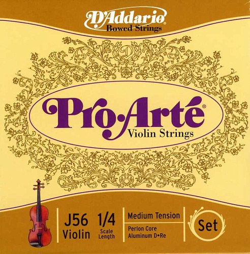 D'Addario J56-1/4M-B10 Pro-Arte Струны для скрипки размером 1/4, среднее натяжение, 10 комплектов