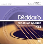 Фото:D'Addario EJ26 PHOSPHOR BRONZE Струны для акустической гитары, 11-52