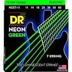 Фото:DR NGE7-11 Neon Green Комплект струн для 7-струнной электрогитары, никелированные, с покрытием, 11-60