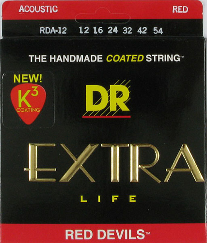 DR RDA-12 Extra Life Комплект струн для акустической гитары, 12-54