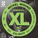 Фото:D'Addario EXL165TP Nickel Wound Струны для бас-гитары, Custom Light, 45-105, 2 комплекта, Long