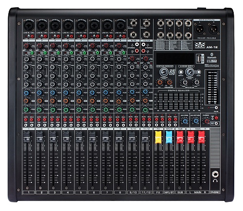 SVS Audiotechnik AM-12 Микшерный пульт аналоговый, 12-канальный, 24 DSP эффекта, USB интерфейс