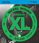 Фото:D'Addario EXL220 XL NICKEL WOUND Струны для бас-гитары Long Super Light 40-95 D`Addario