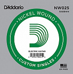 Фото:D'Addario NW025 Nickel Wound Отдельная струна для электрогитары, никелированная, .025