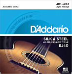Фото:D'Addario EJ40 SILK&STEEL Струны для акустической струнной гитары посеребренные сталь и шелк 11-47 D`Addario