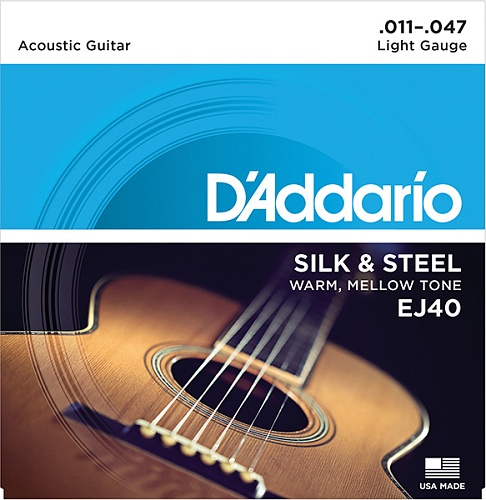 D'Addario EJ40 SILK&STEEL Струны для акустической струнной гитары посеребренные сталь и шелк 11-47 D`Addario