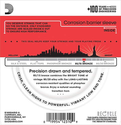 D'Addario EZ930 AMERICAN BRONZE 85/15 Струны для акустической гитары, 13-56