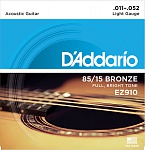 Фото:D'Addario EZ910 AMERICAN BRONZE 85/15 Струны для акустической гитары Light 11-52 D`Addario