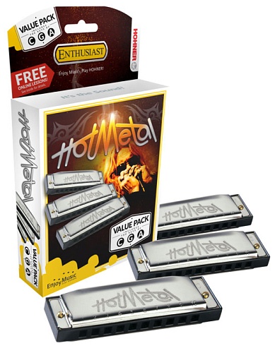 M572XP Hot Metal Набор губных гармошек C-G-A-major, Hohner