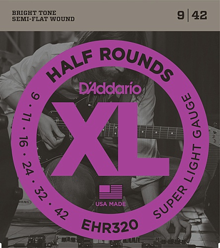 D'Addario EHR320 Half Round    , Super Light, 9-42