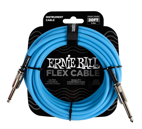 Ernie Ball 6417 Кабель инструментальный Flex, прямой - прямой джеки, 6 м, синий