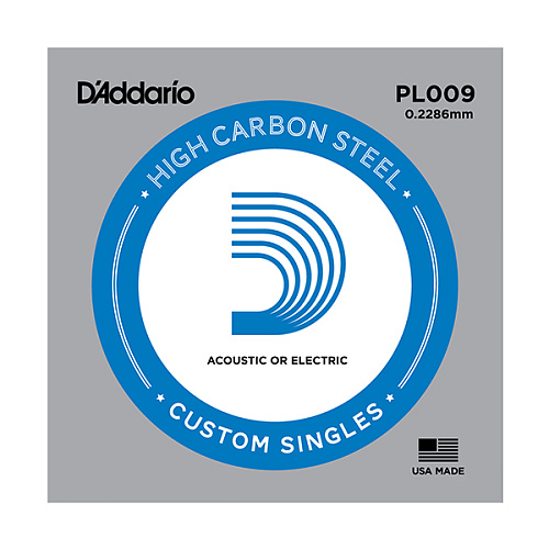D'Addario PL009 PLAIN STEEL Отдельная стальная струна без обмотки 0.009" D`Addario***