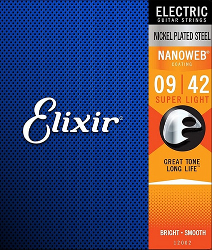 Elixir 12002 NANOWEB Комплект струн для электрогитары, Super Light, 9-42