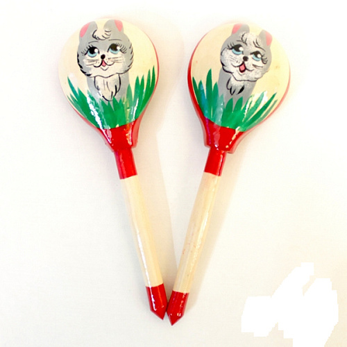 Хохлома LHL6704 Деревянная ложка полубаская, роспись "Заяц"