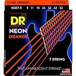 Фото:DR NOE7-9 Neon Orange Комплект струн для 7-струнной электрогитары, никелированные, с покрытием, 9-52