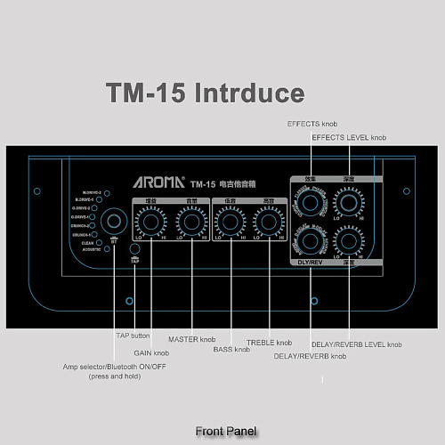 Aroma TM-15 Комбоусилитель для электрогитары портативный, bluetooth