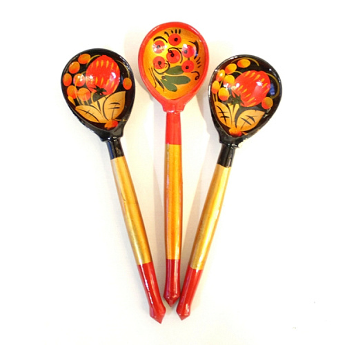 Хохлома LHL6402 Деревянная ложка детская, роспись хохломская традиционная