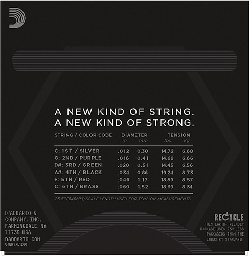 D'Addario NYXL1260 NYXL Комплект струн для электрогитары, Extra Heavy, 12-60