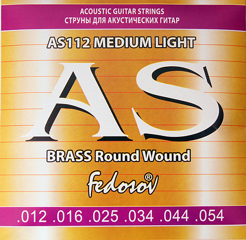 Fedosov AS112 Brass Round Wound Комплект струн для акустической гитары, латунь, 12-54