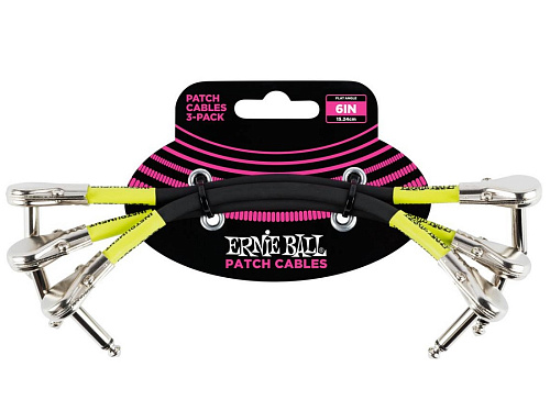 Ernie Ball 6059 Набор кабелей инструментальных с угловыми джеками 3 шт., длина 15 см, цвет чёрный
