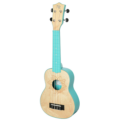 Martin Romas MRP-FLOWER LBL Укулеле сопрано 21", розетка ЦВЕТОК, цвет голубой